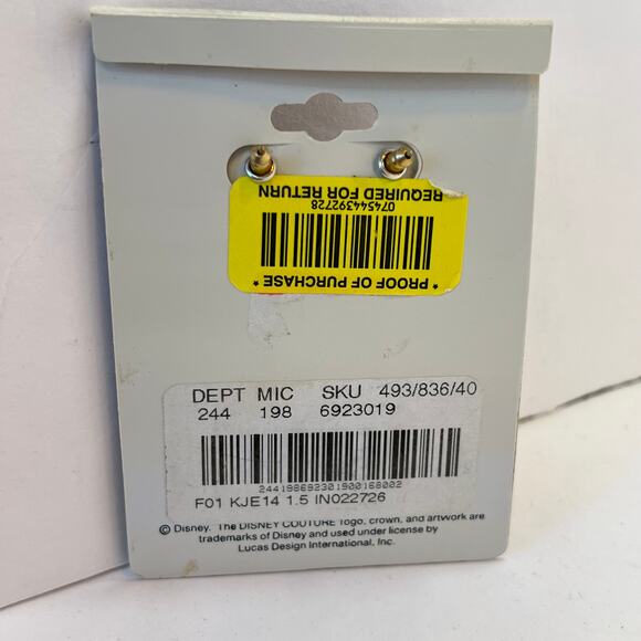 Disney Couture Magic Mirror Earrings Gold Tone Vintage Y2K NWT - Picture 2 of 2